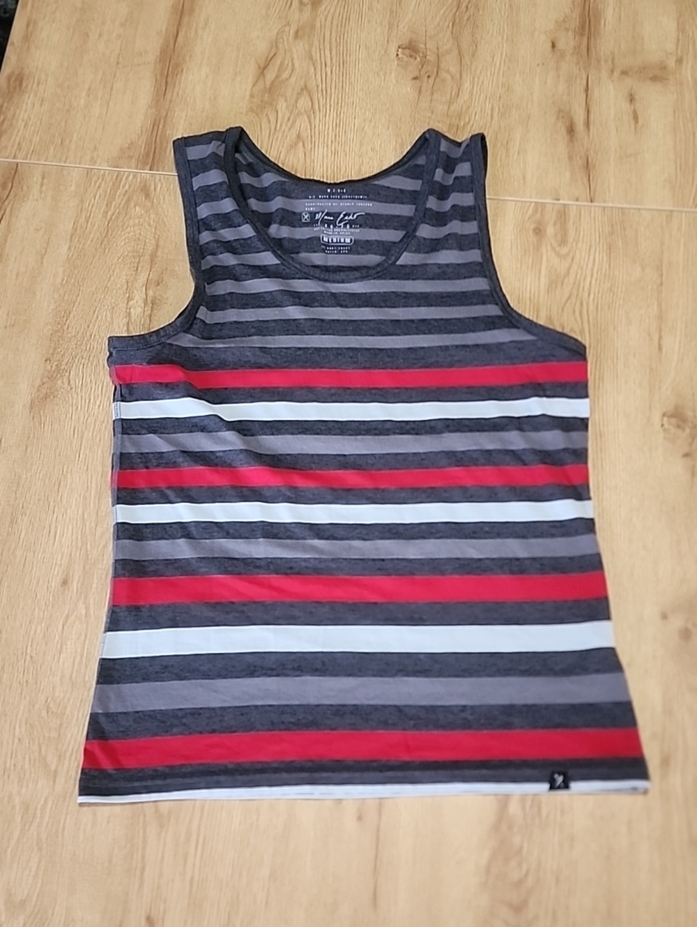 Marc Ecko Gray, Red & Black Striped Sleeveless Tank
